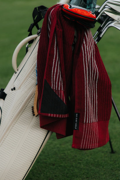 No Dirt Ultimate Caddy Towel - Chocolate w Silver Stripes