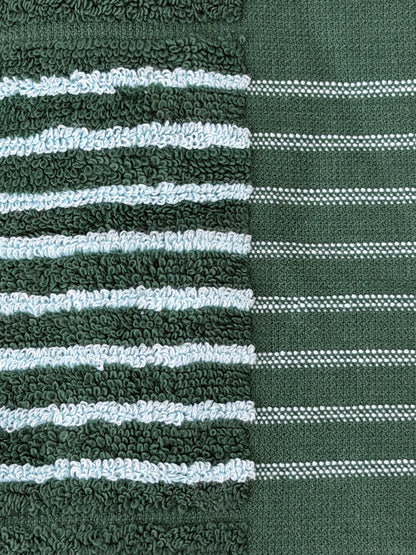 No Dirt Ultimate Caddy Towel - Green w Light Blue Stripes