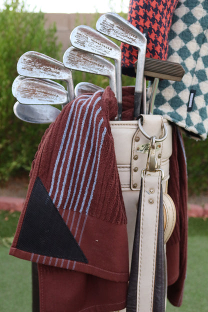 No Dirt Ultimate Caddy Towel - Chocolate w Silver Stripes