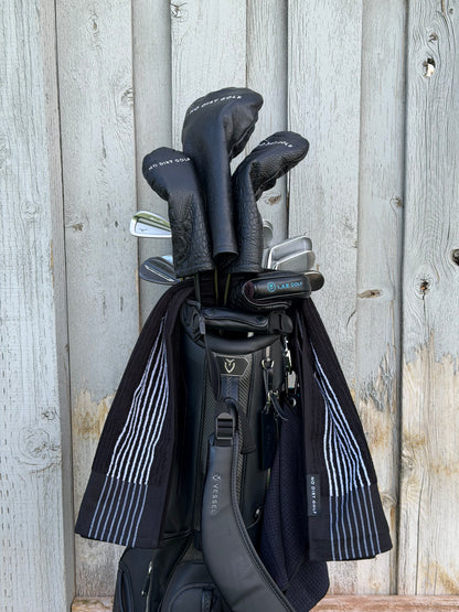 No Dirt Ultimate Caddy Towel - Black w White Stripes