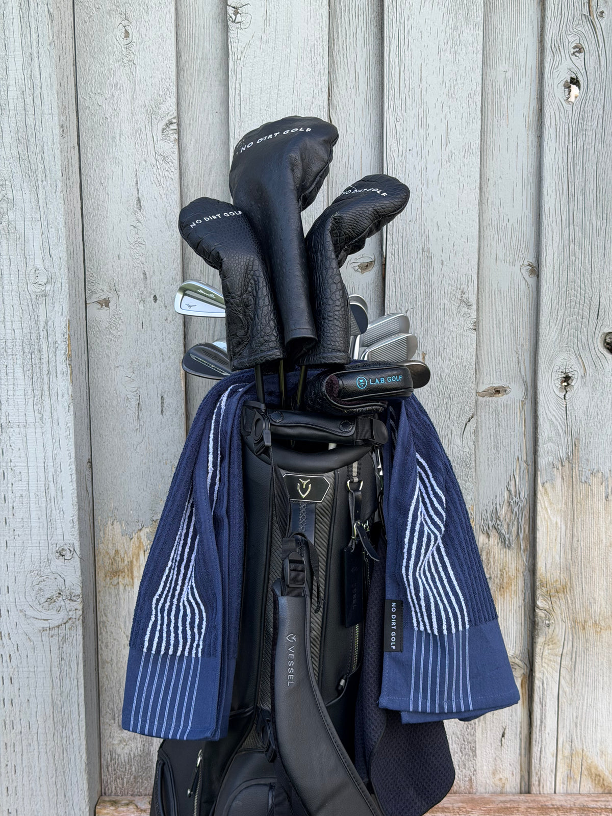 No Dirt Ultimate Caddy Towel - Navy w White  Stripes