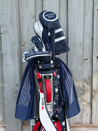 No Dirt Ultimate Caddy Towel - Navy w White  Stripes